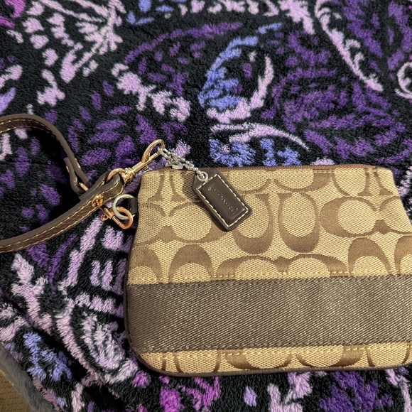 Coach Y2K Tan and Brown Signature Wristlet - Picture 1 of 6